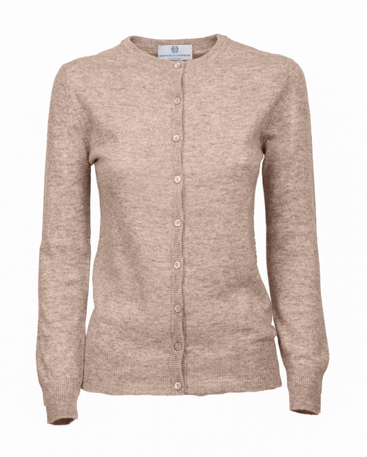 NEW FALL 24 - Women's Pure Cashmere Crewneck Cardigan Taupe