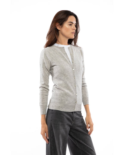 NEW FALL 24 - Women's Pure Cashmere Crewneck Cardigan Taupe