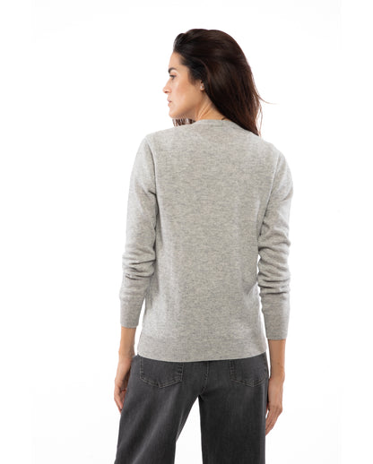 Women's Pure Cashmere V-Neck Cardigan Light Gray