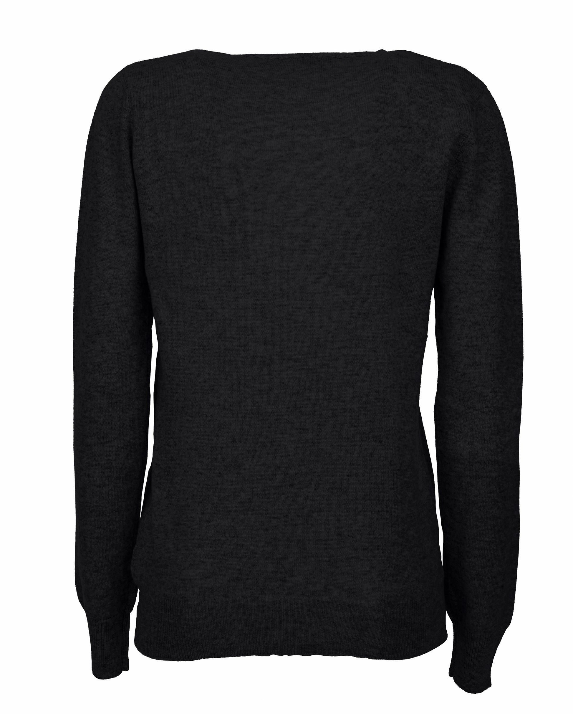 Womens Pure Cashmer Cardigan V-Neck Made In Italy Black 2