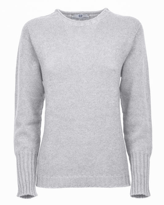 Womens Cashmere Crew Neck Sweater Light Grey 1