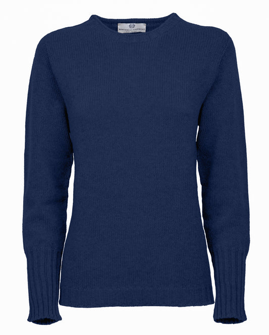 Womens Cashmere Crew Neck Sweater Melange Blue 1