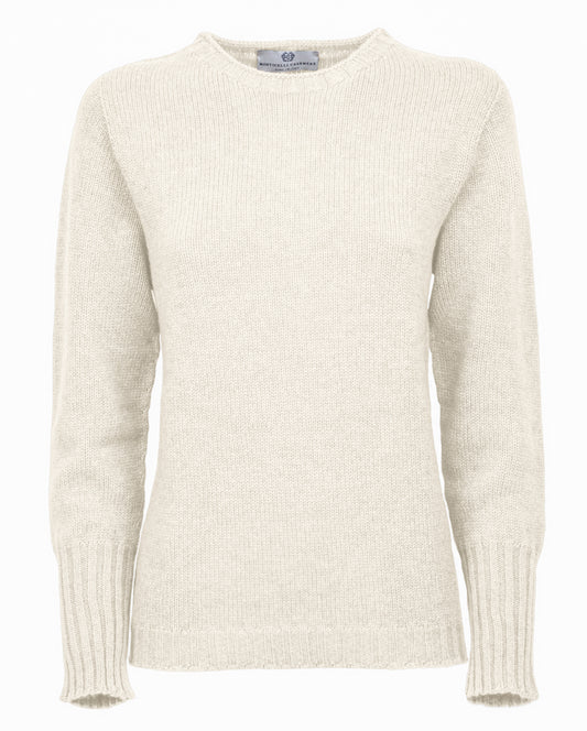 Womens Cashmere Crew Neck Sweater Milk White 1