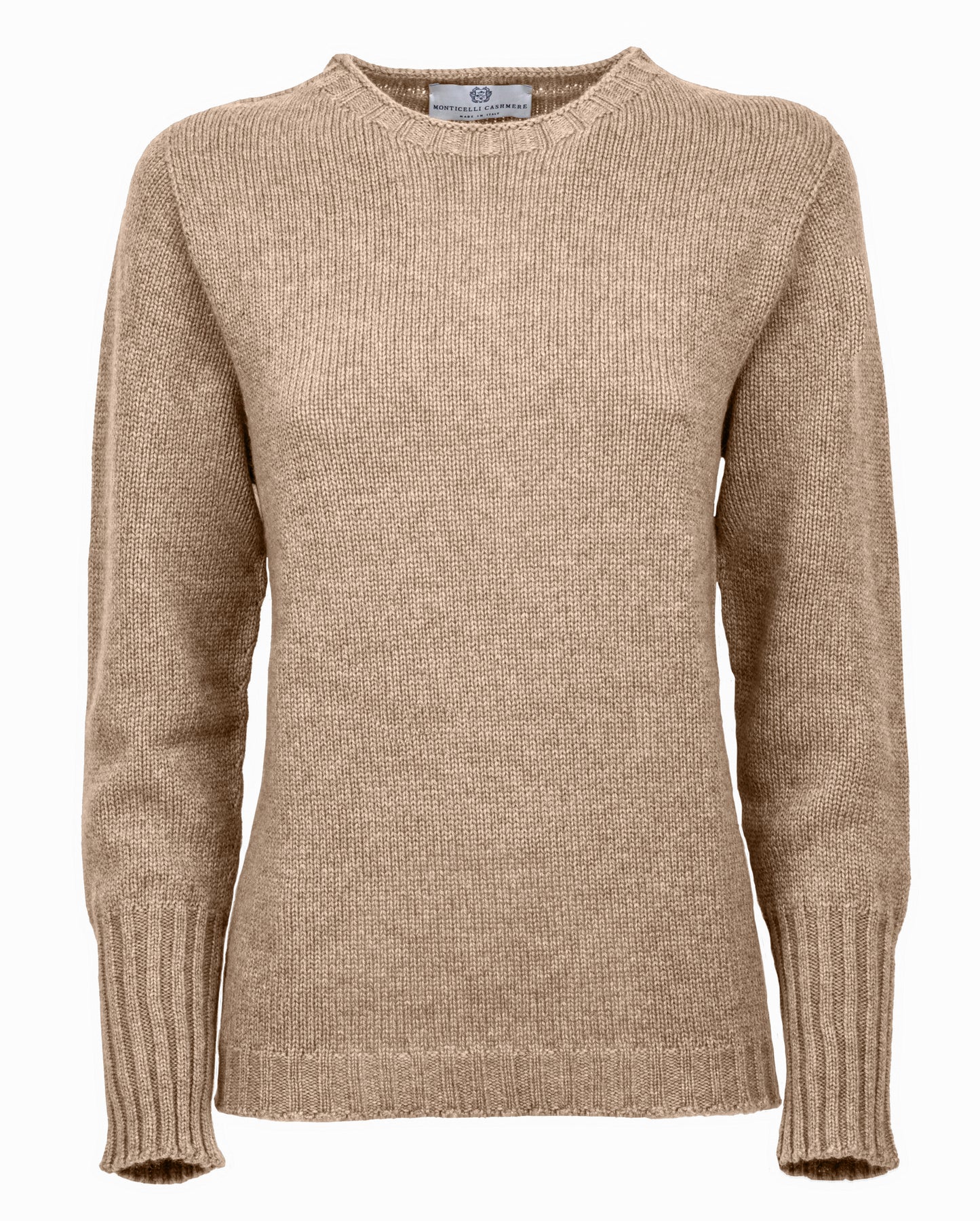 Womens Cashmere Crew Neck Sweater Taupe 6