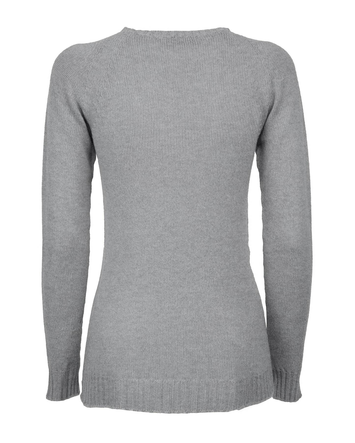 Womens Cashmere Crew Neck Sweater Raglan Sleeve Made In Italy Melange Gray 2