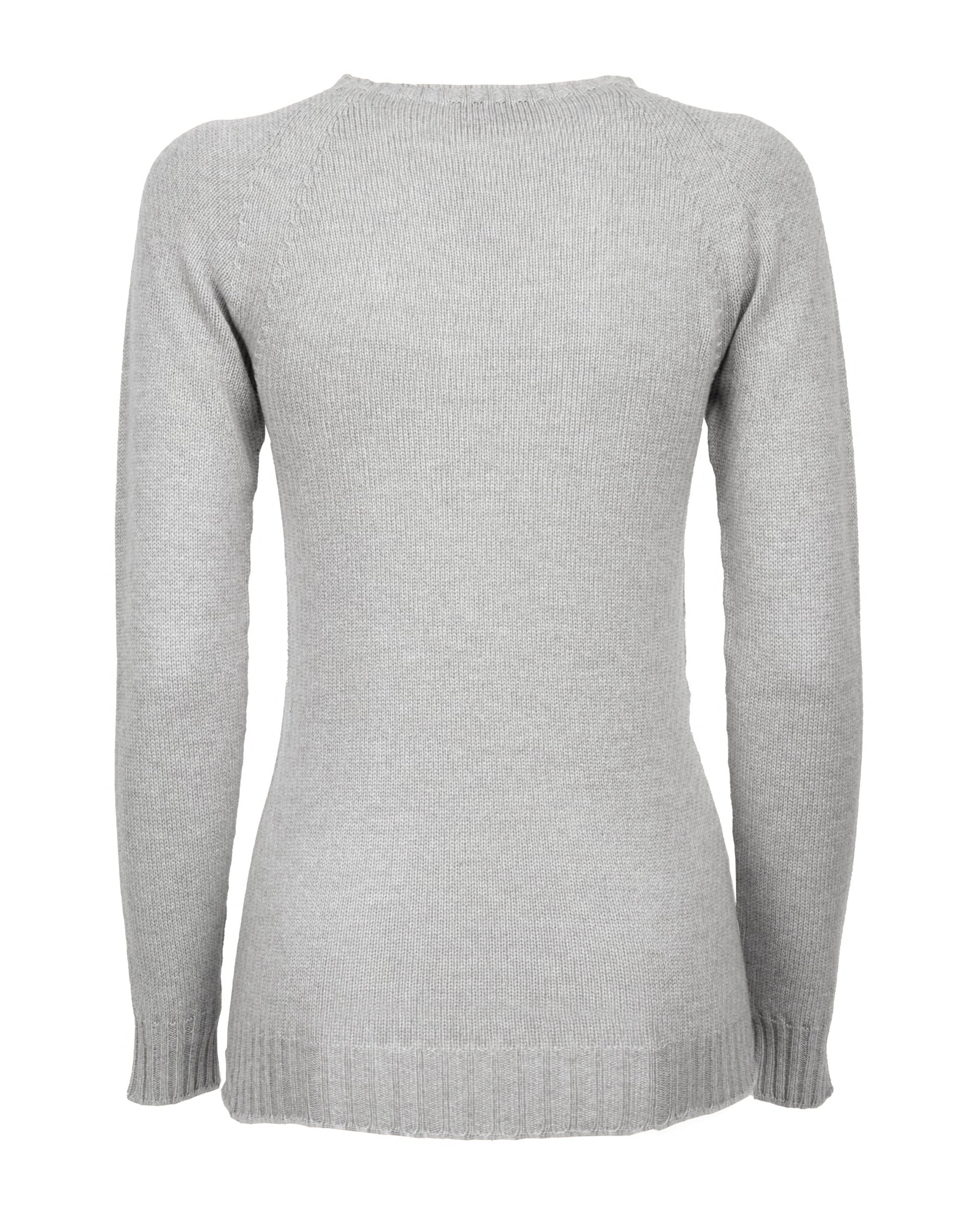 Womens Cashmere Crew Neck Sweater Raglan Sleeve Made In Italy Light Gray 2