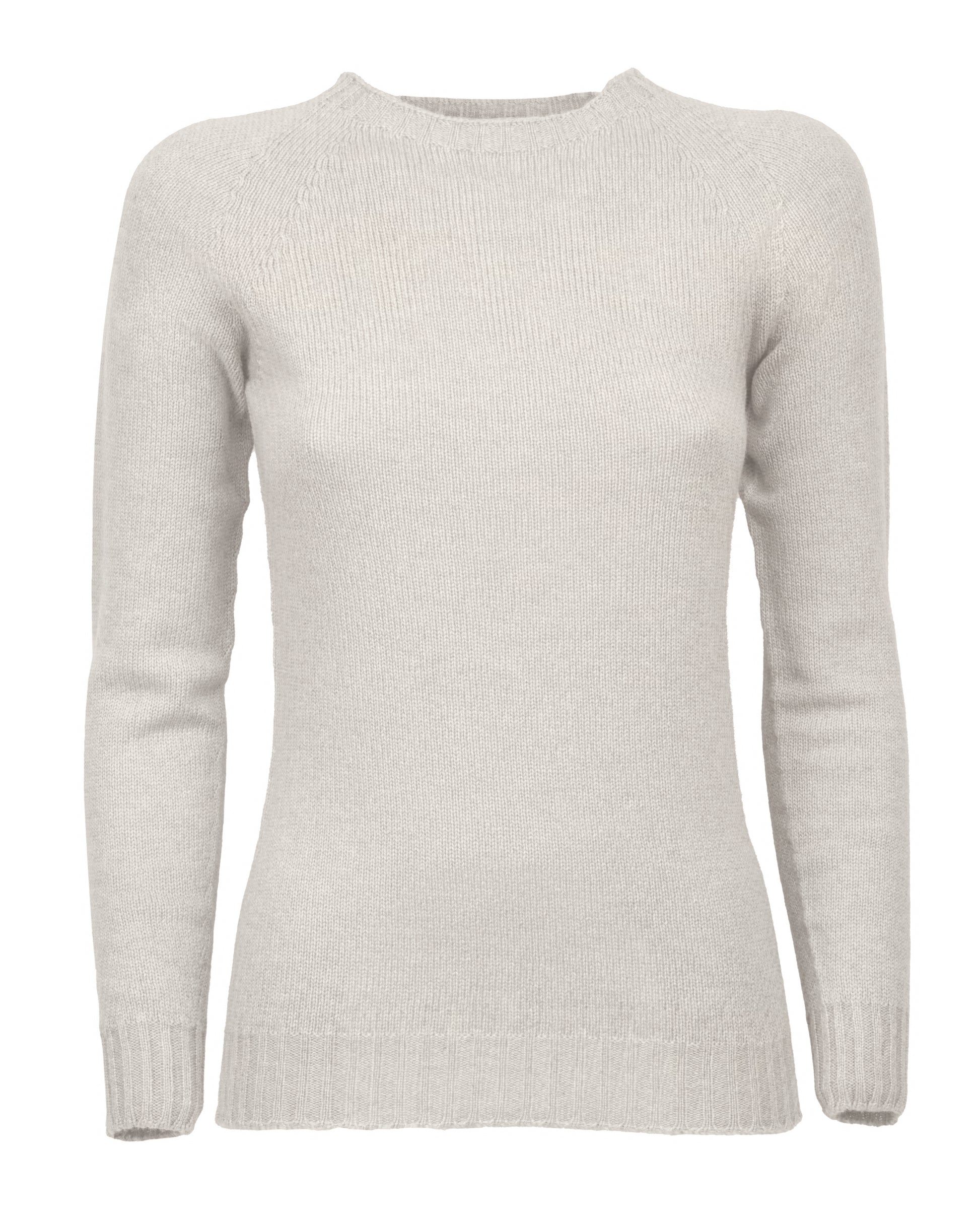 Womens Cashmere Crew Neck Sweater Raglan Sleeve Made In Italy Milk White 1