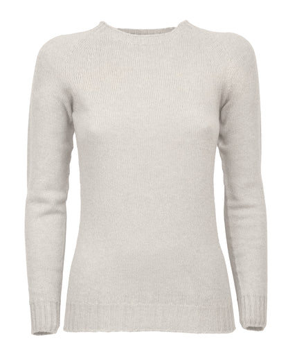 Womens Cashmere Crew Neck Sweater Raglan Sleeve Made In Italy Milk White 1
