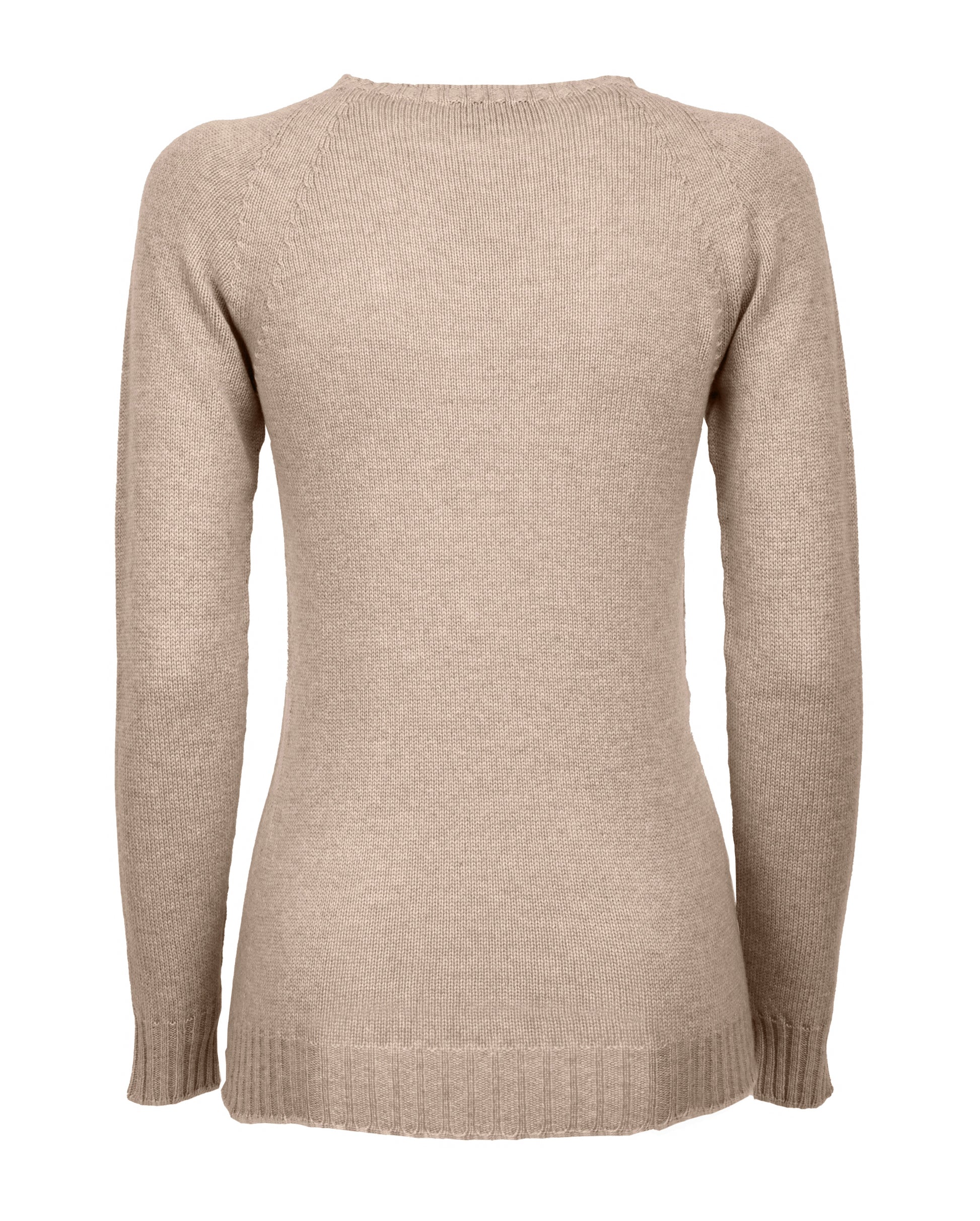 Womens Cashmere Crew Neck Sweater Raglan Sleeve Made In Italy Taupe 2