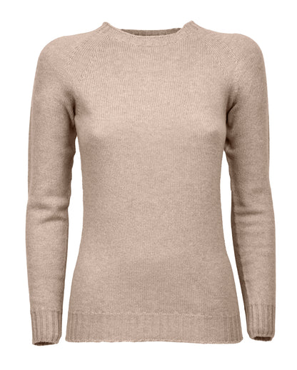 Womens Cashmere Crew Neck Sweater Raglan Sleeve Made In Italy Taupe 1