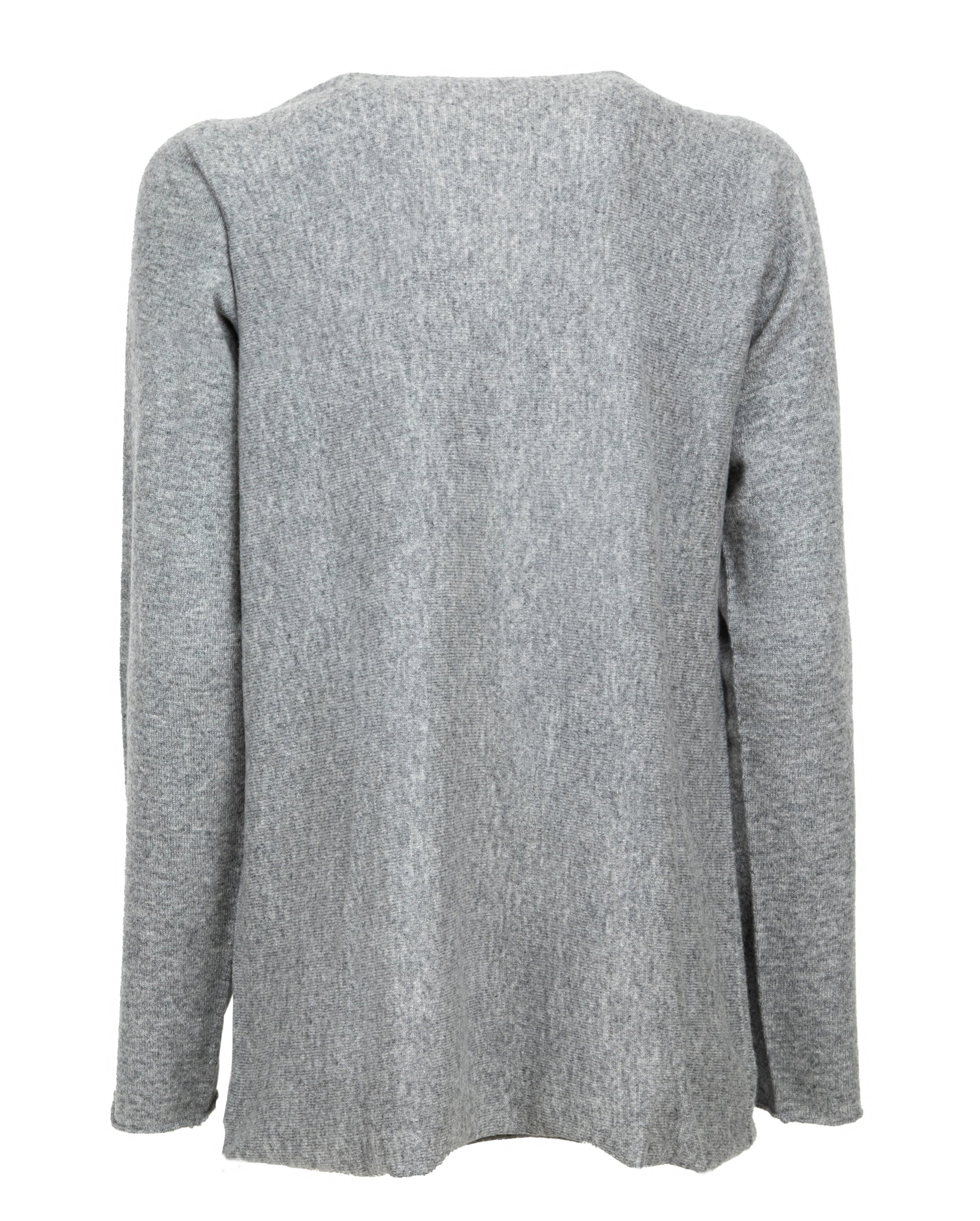Womens Cashmere Lounge Maxi Boatneck Melange Gray Made In Italy 7