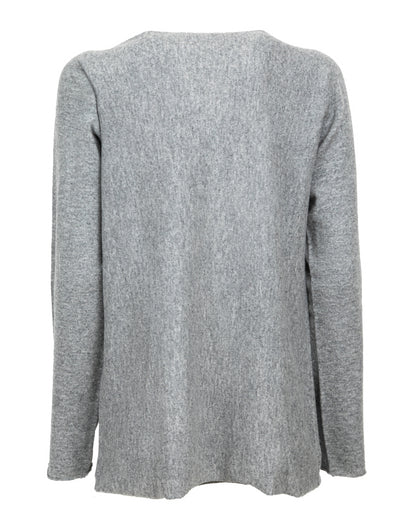 Womens Cashmere Lounge Maxi Boatneck Melange Gray Made In Italy 7