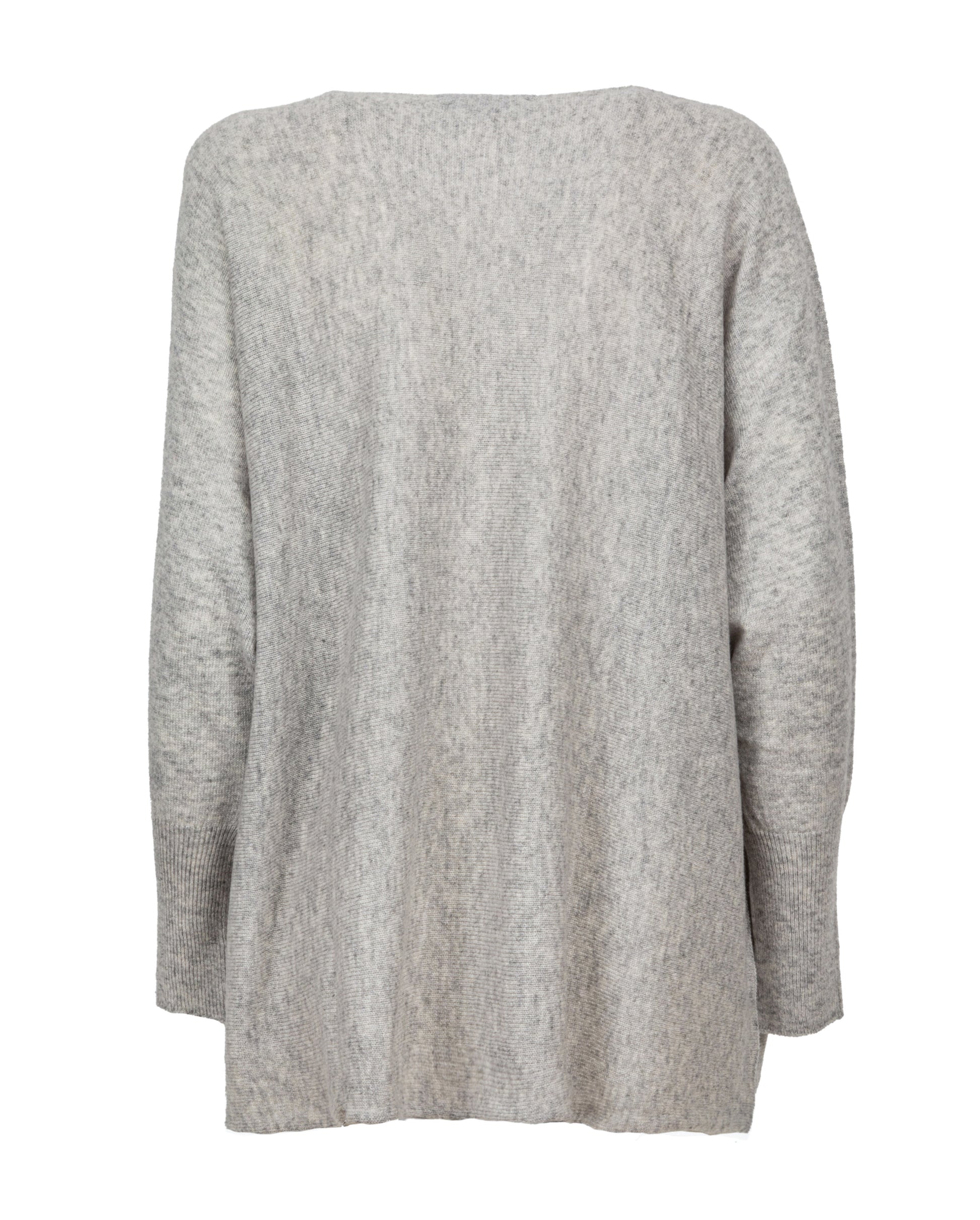 Womens Cashmere Maxi Horizontal Stitch Boat Neck Light Gray Made In Italy 6