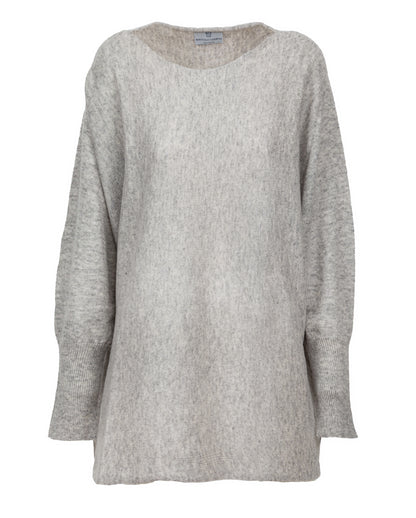 Womens Cashmere Maxi Horizontal Stitch Boat Neck Light Gray Made In Italy 7