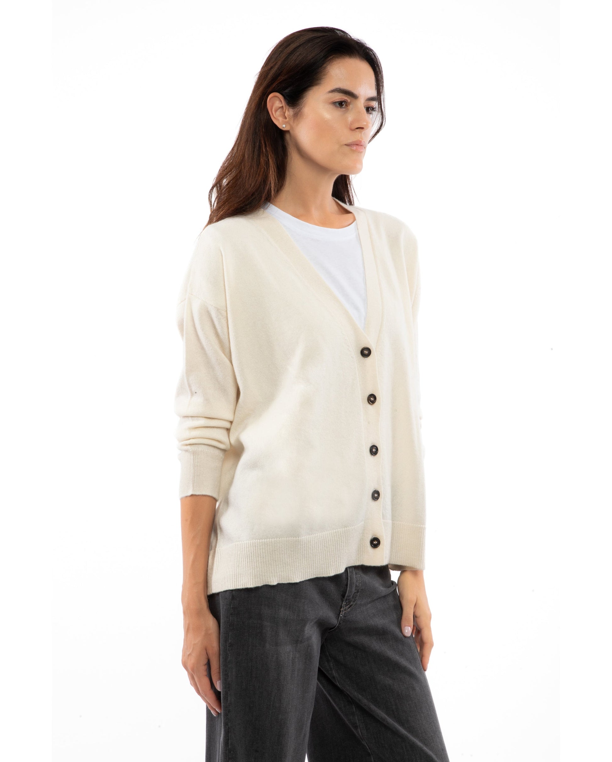 Womens Cashmere Oversized Cardigan Milk White Made In Italy 6