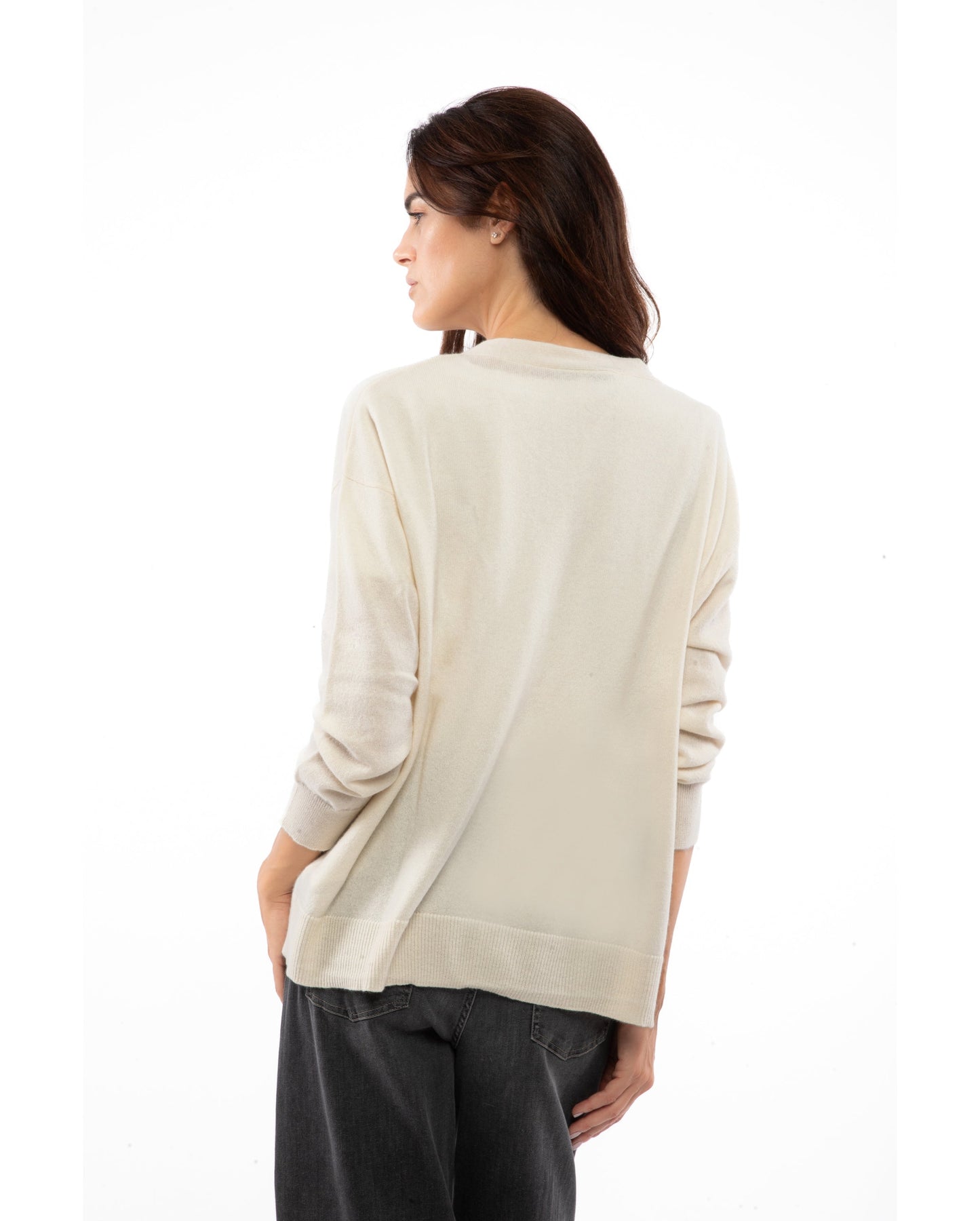 Womens Cashmere Oversized Cardigan Milk White Made In Italy 7