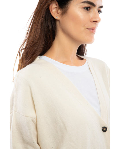 Womens Cashmere Oversized Cardigan Milk White Made In Italy 4
