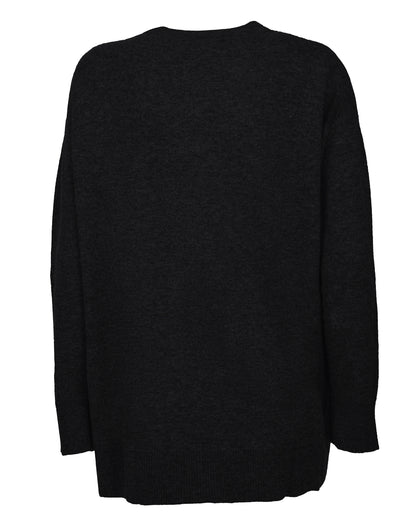 Womens Cashmere Oversized Crewneck Black Made In Italy 2