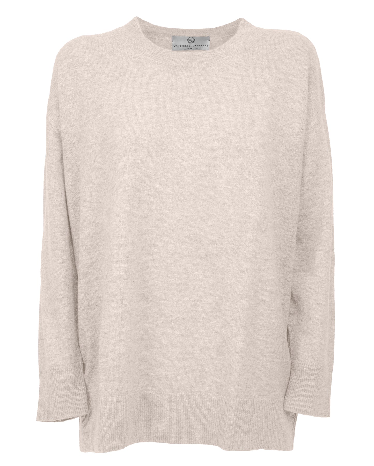 Womens Cashmere Oversized Crewneck Milk White Made In Italy 1