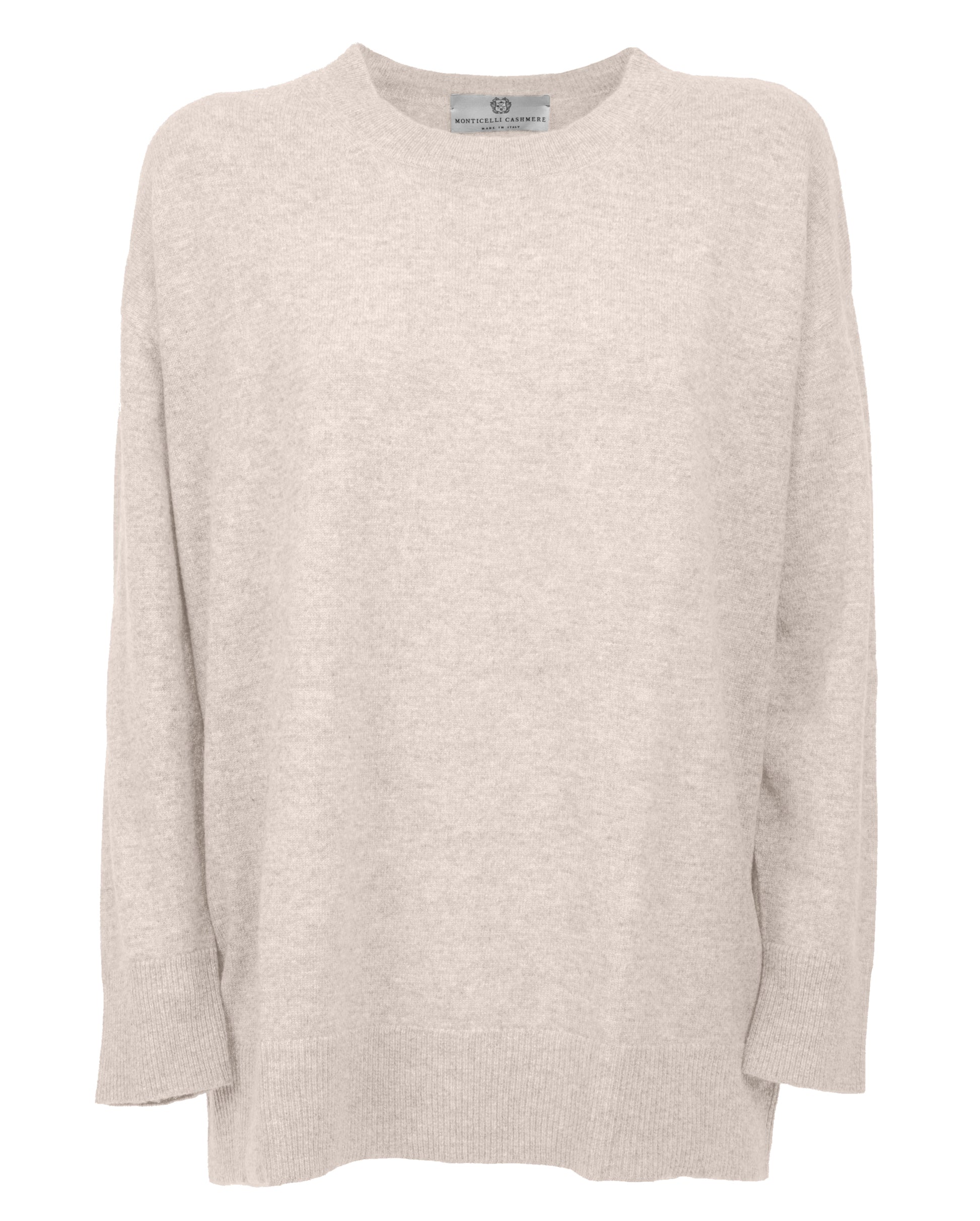 Womens Cashmere Oversized Crewneck Milk White Made In Italy 1