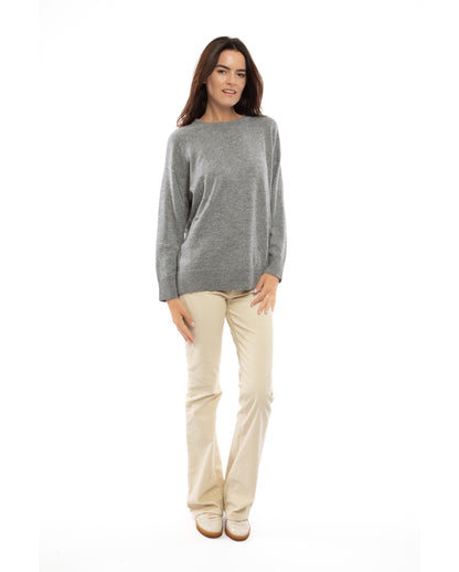 Women's Cashmere Oversized Crewneck Melange Gray