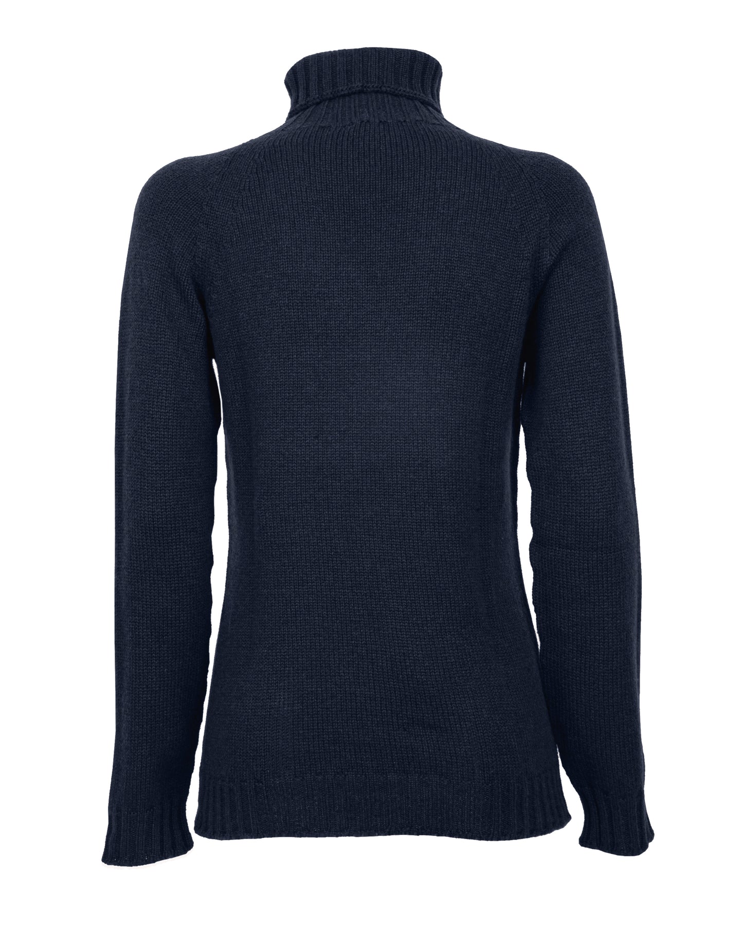 Womens Cashmere Turtle Neck Sweater Raglan Sleeves Made In Italy Night Blue 2