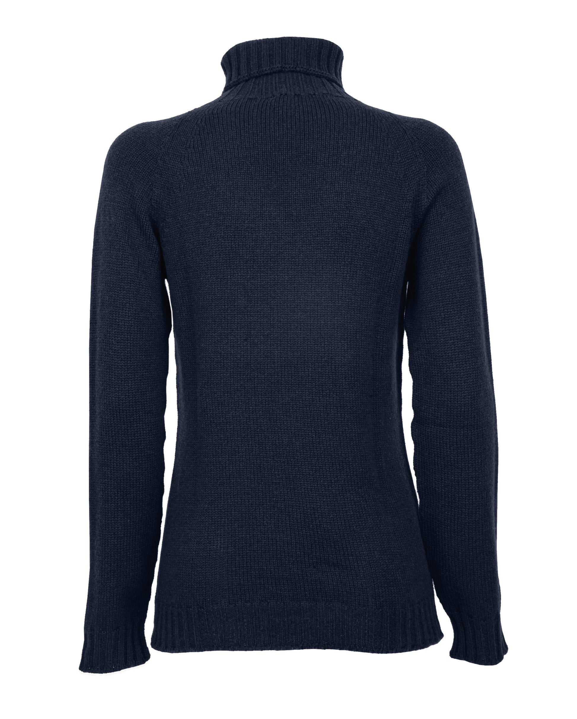 Womens Cashmere Turtle Neck Sweater Raglan Sleeves Made In Italy Night Blue 2