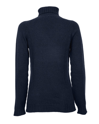 Womens Cashmere Turtle Neck Sweater Raglan Sleeves Made In Italy Night Blue 2