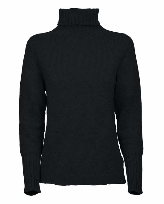 Womens Classic Turtleneck Sweater Pure Cashmere BLack Made in italy 1