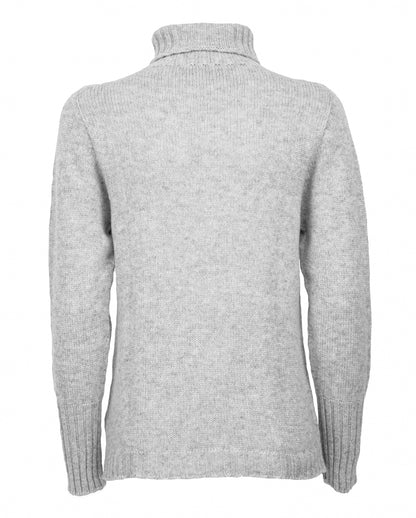 Womens Classic Turtleneck Sweater Pure Cashmere Ligth Gray Made in italy 7