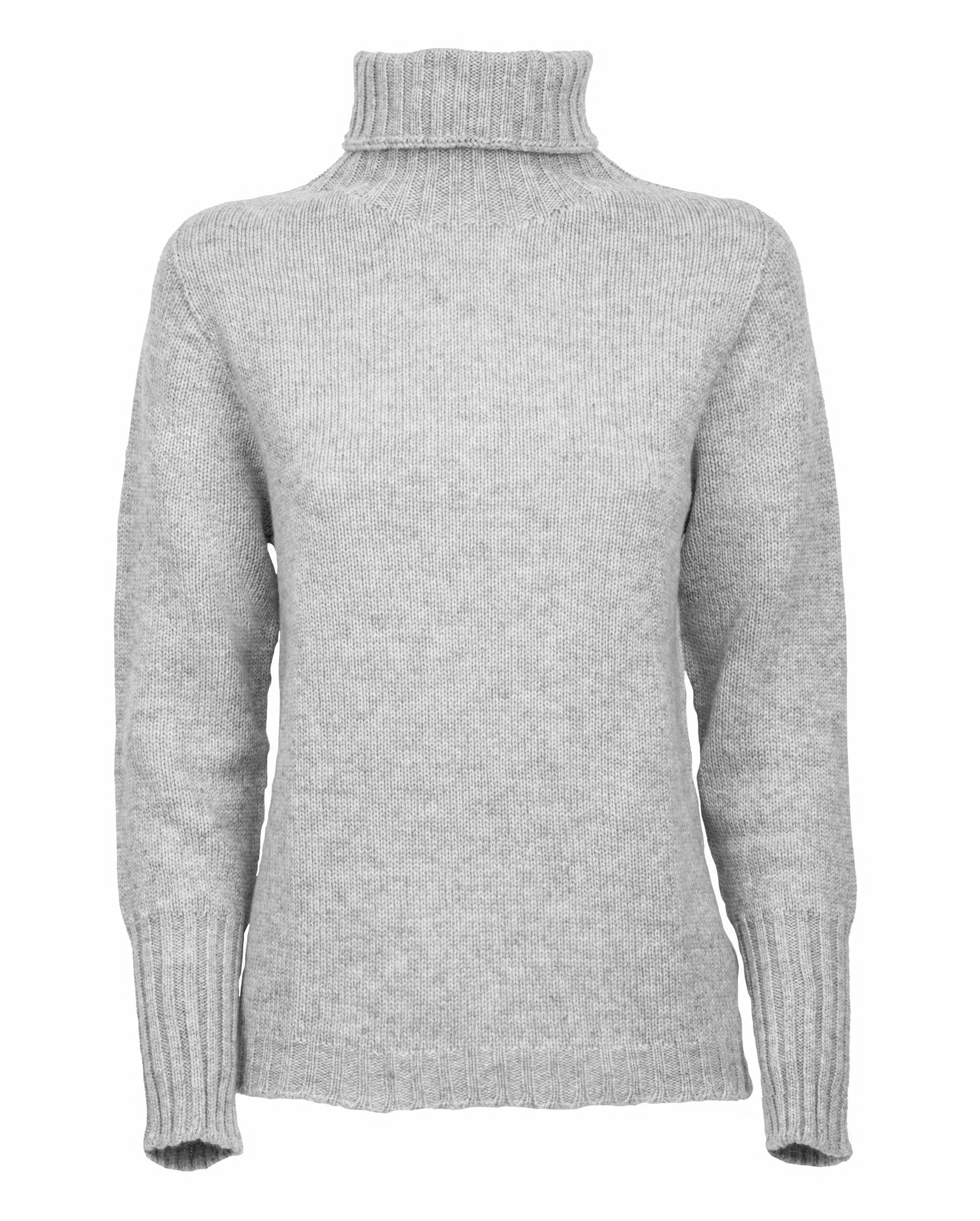 Womens Classic Turtleneck Sweater Pure Cashmere Ligth Gray Made in italy 6