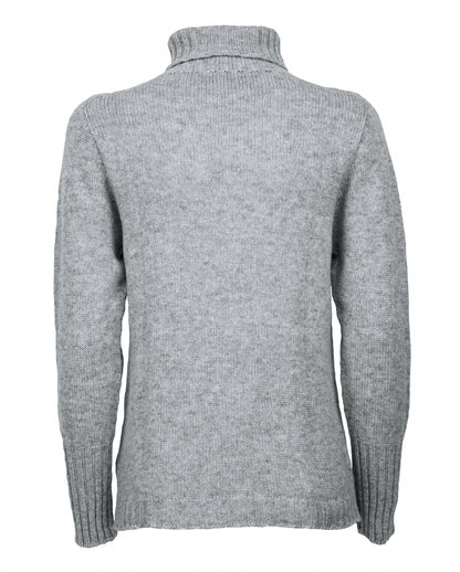 Womens Classic Turtleneck Sweater Pure Cashmere Melange Gray Made in italy 2