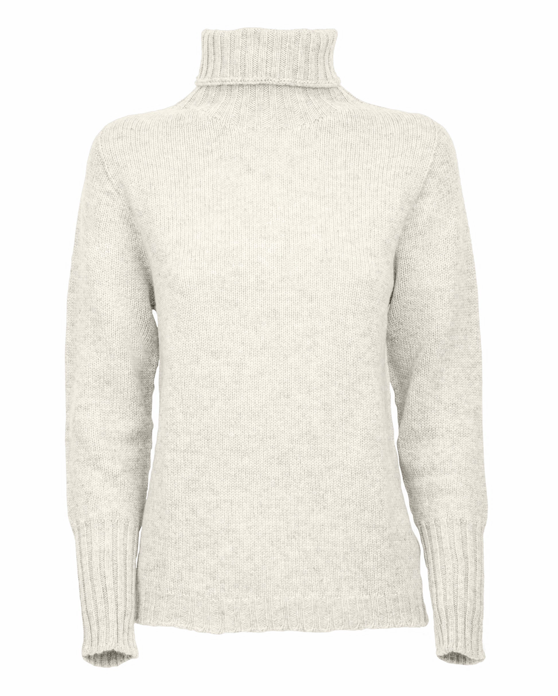 Womens Classic Turtleneck Sweater Pure Cashmere Milk White Made in italy 1