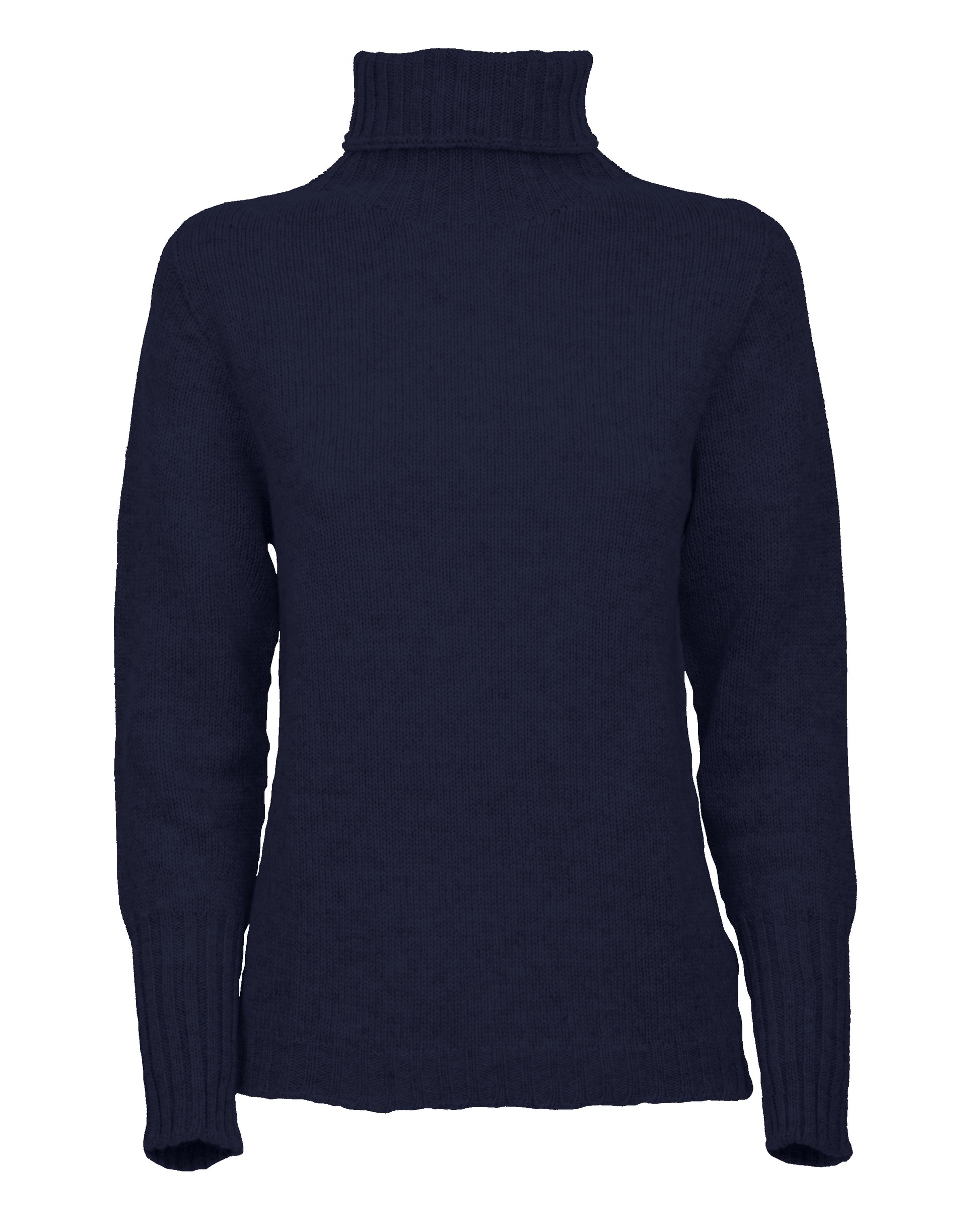 Womens Classic Turtleneck Sweater Pure Cashmere Night Blue Made in italy 1