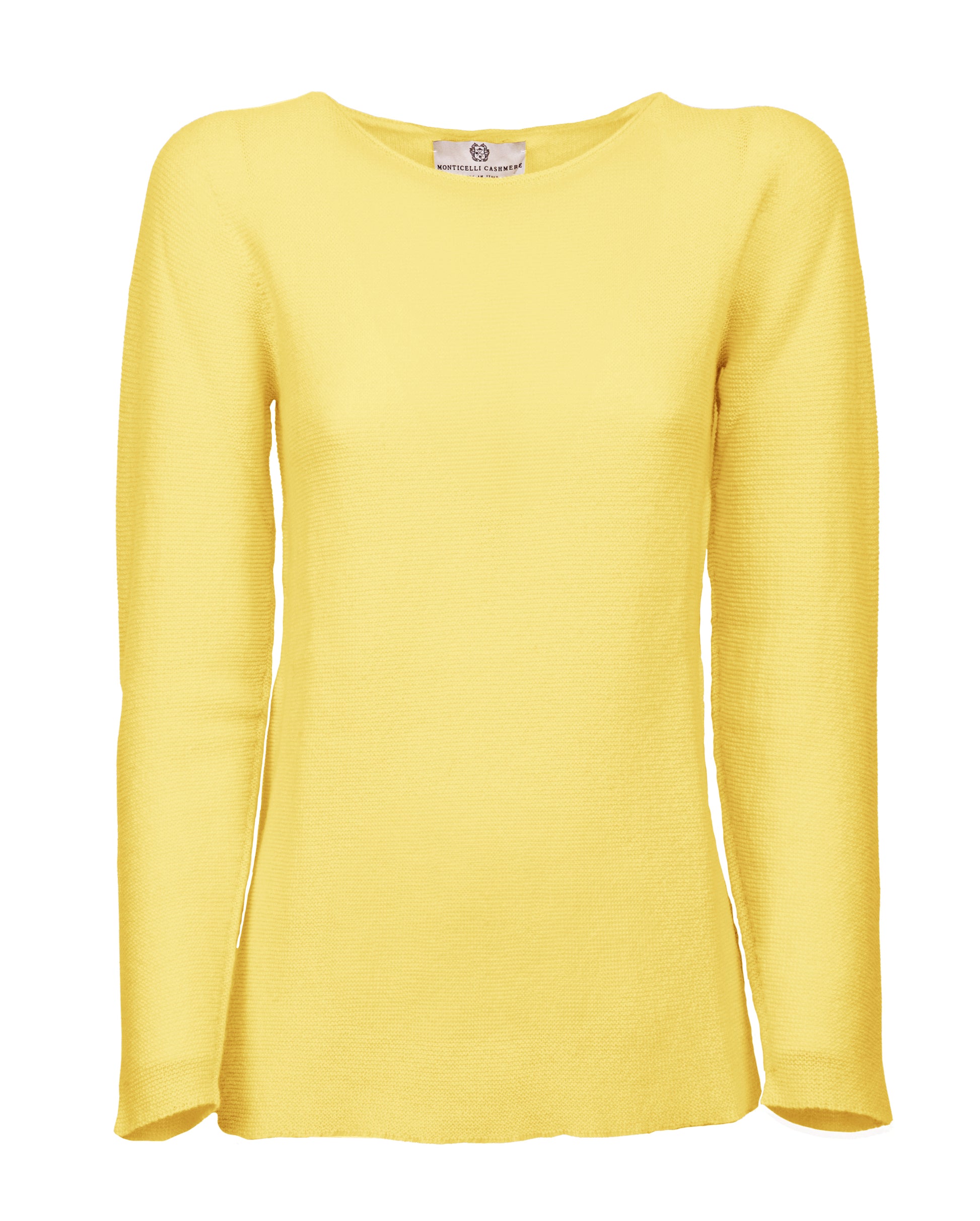 womens crew neck sweater pure cashmere links stitch Lemon Made In Italy 1
