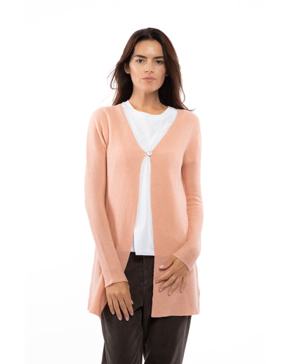 Womens Duster Cardigan Cashmere Links Stitch MCW062 Peach 2