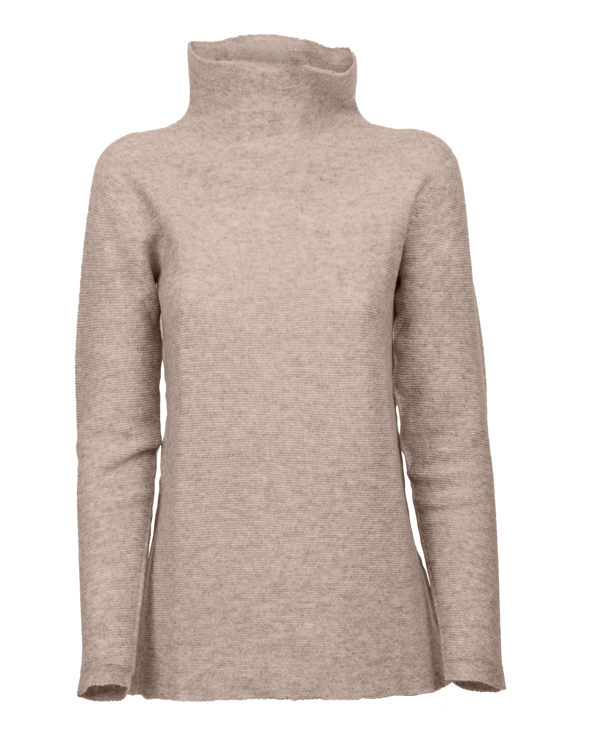 Womens Funnel Neck Sweater Pure Cashmere Links Stitch Beige Made In Italy 1