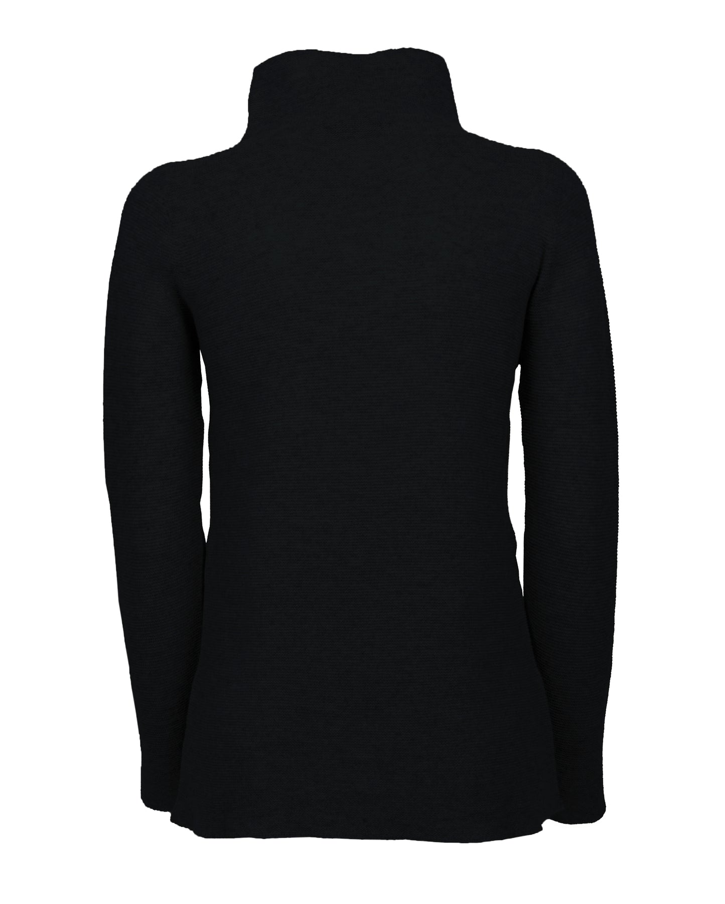 Womens Funnel Neck Sweater Pure Cashmere Links Stitch Black Made In Italy 1