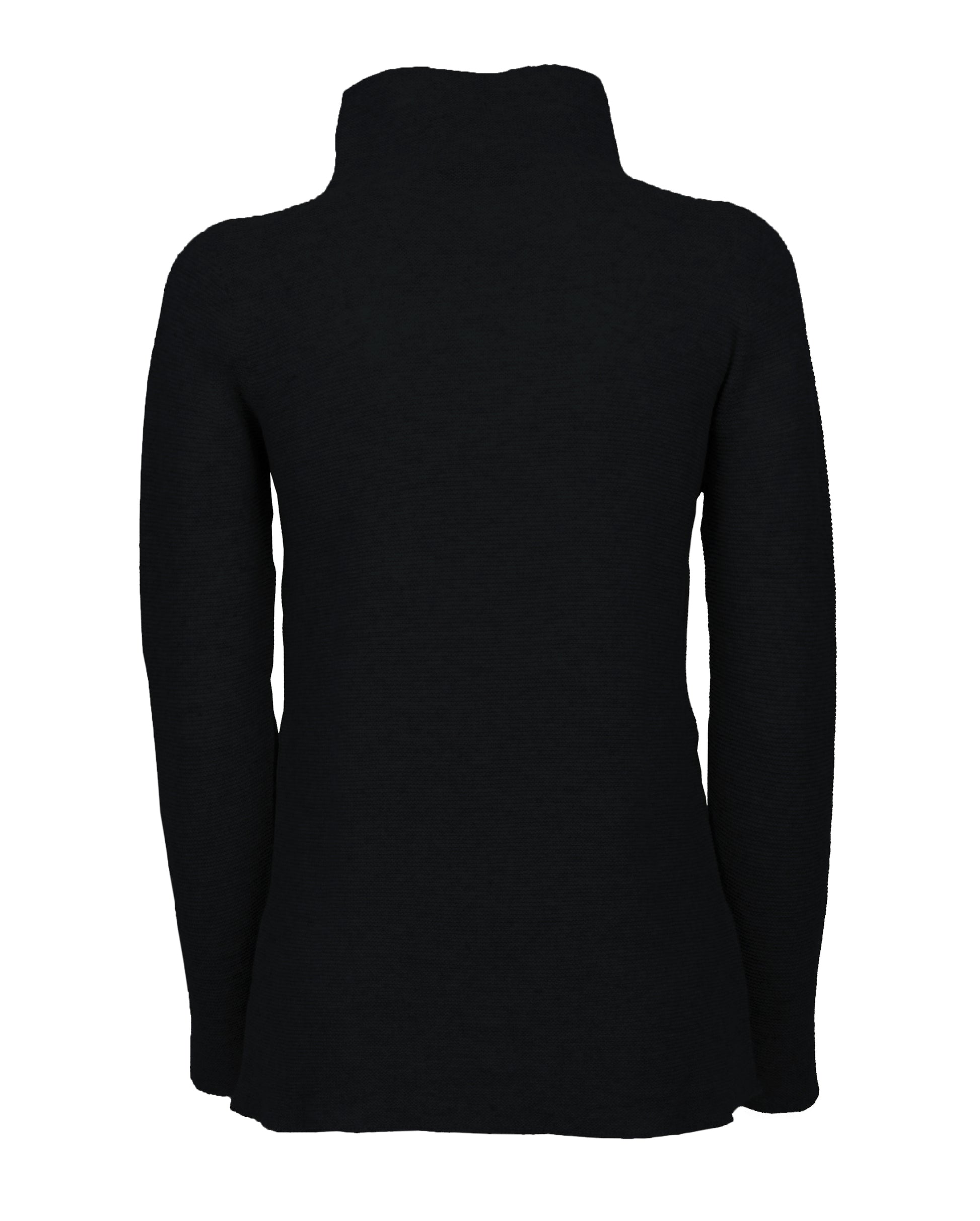 Womens Funnel Neck Sweater Pure Cashmere Links Stitch Black Made In Italy 1