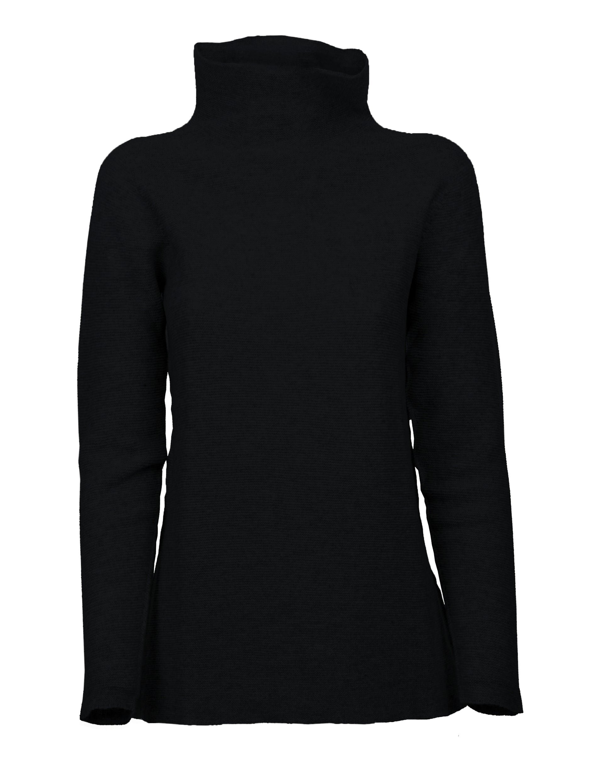 Womens Funnel Neck Sweater Pure Cashmere Links Stitch Black Made In Italy 2