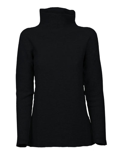 Womens Funnel Neck Sweater Pure Cashmere Links Stitch Black Made In Italy 2