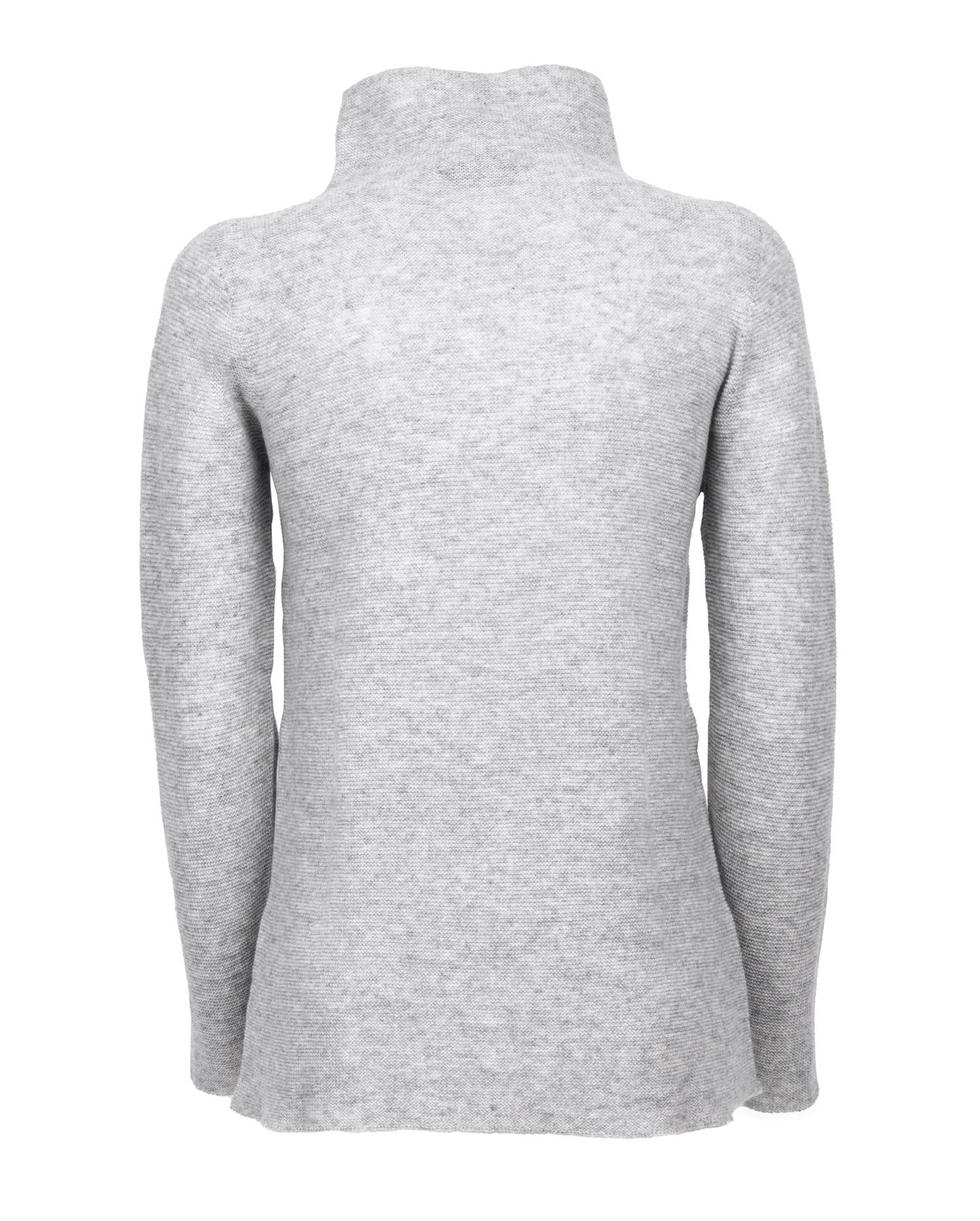 Womens Funnel Neck Sweater Pure Cashmere Links Stitch Light Gray Made In Italy 7