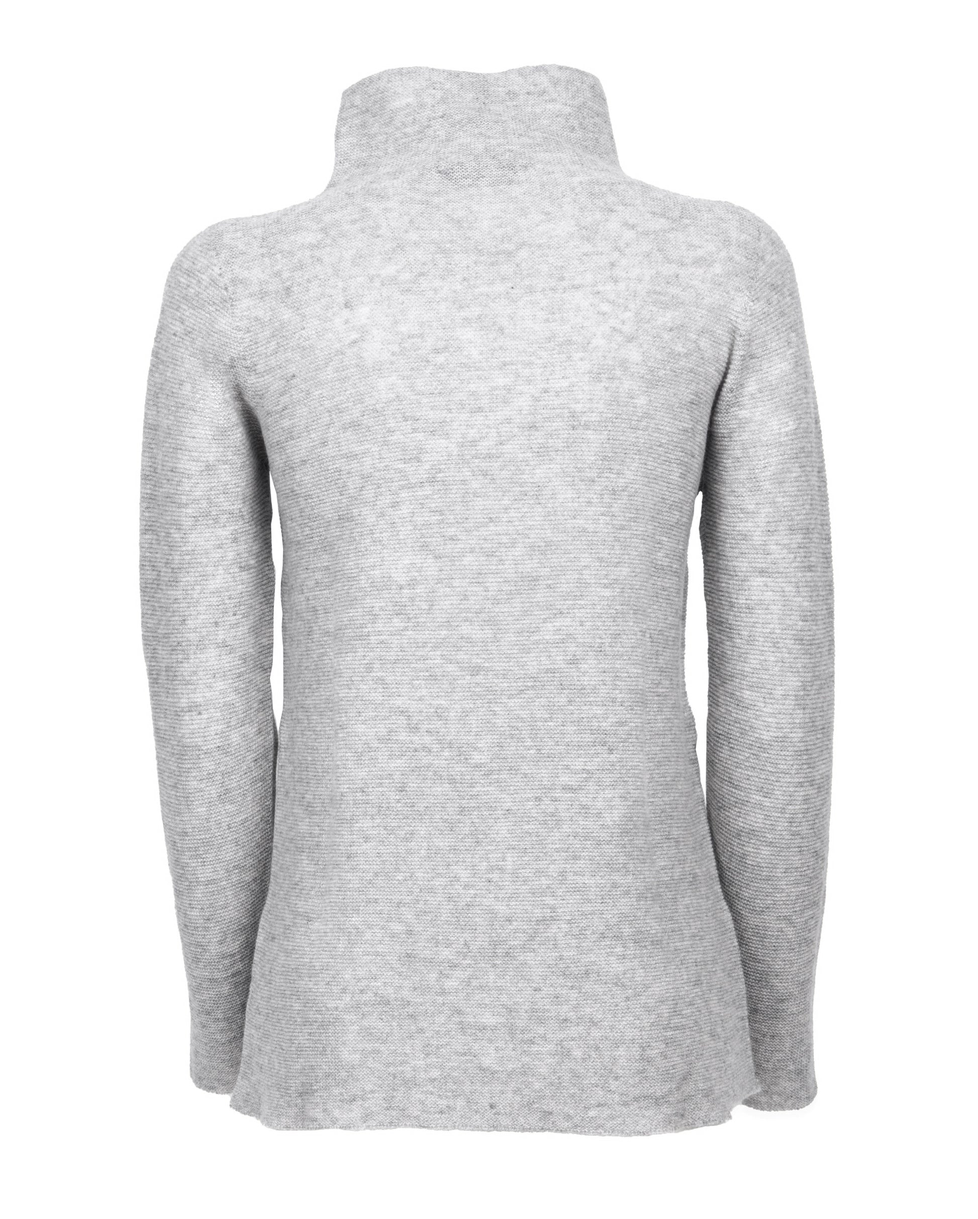 Womens Funnel Neck Sweater Pure Cashmere Links Stitch Light Gray Made In Italy 7