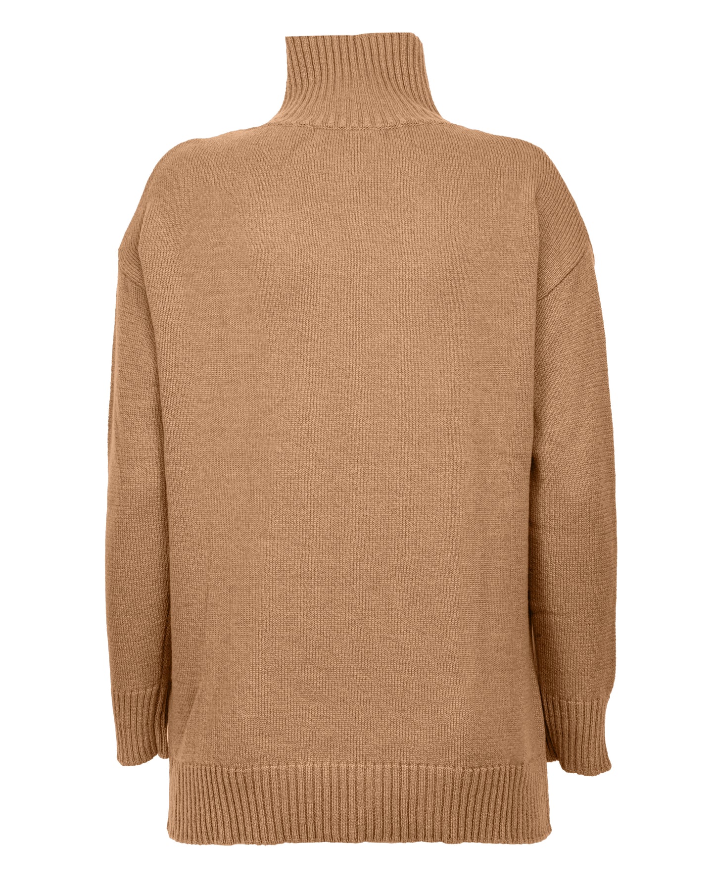 womens funnel neck turtleneck sweater cashmere lambswool blend Camel Made In Italy 7