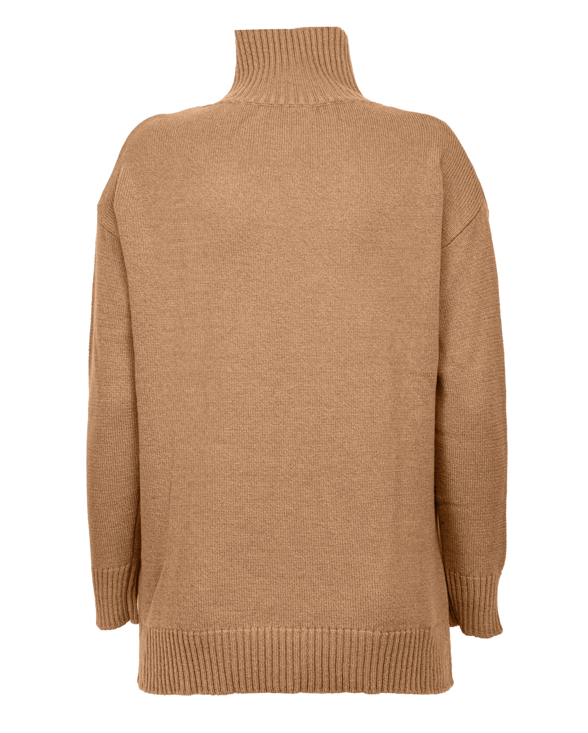 womens funnel neck turtleneck sweater cashmere lambswool blend Camel Made In Italy 7