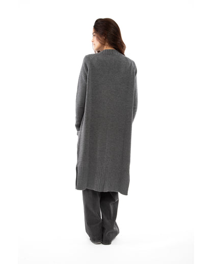 Women's Wool & Cashmere Long Knit Cardigan Coat Dark Gray