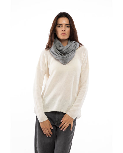 Womens Maxi Neck Scarf Melange Grey Made In Italy 1