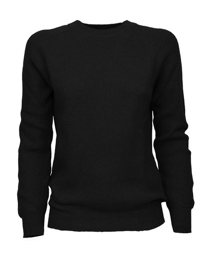 Womens Merino Cashmere Brioche Rib Sweatshirt Black Made in Italy 1