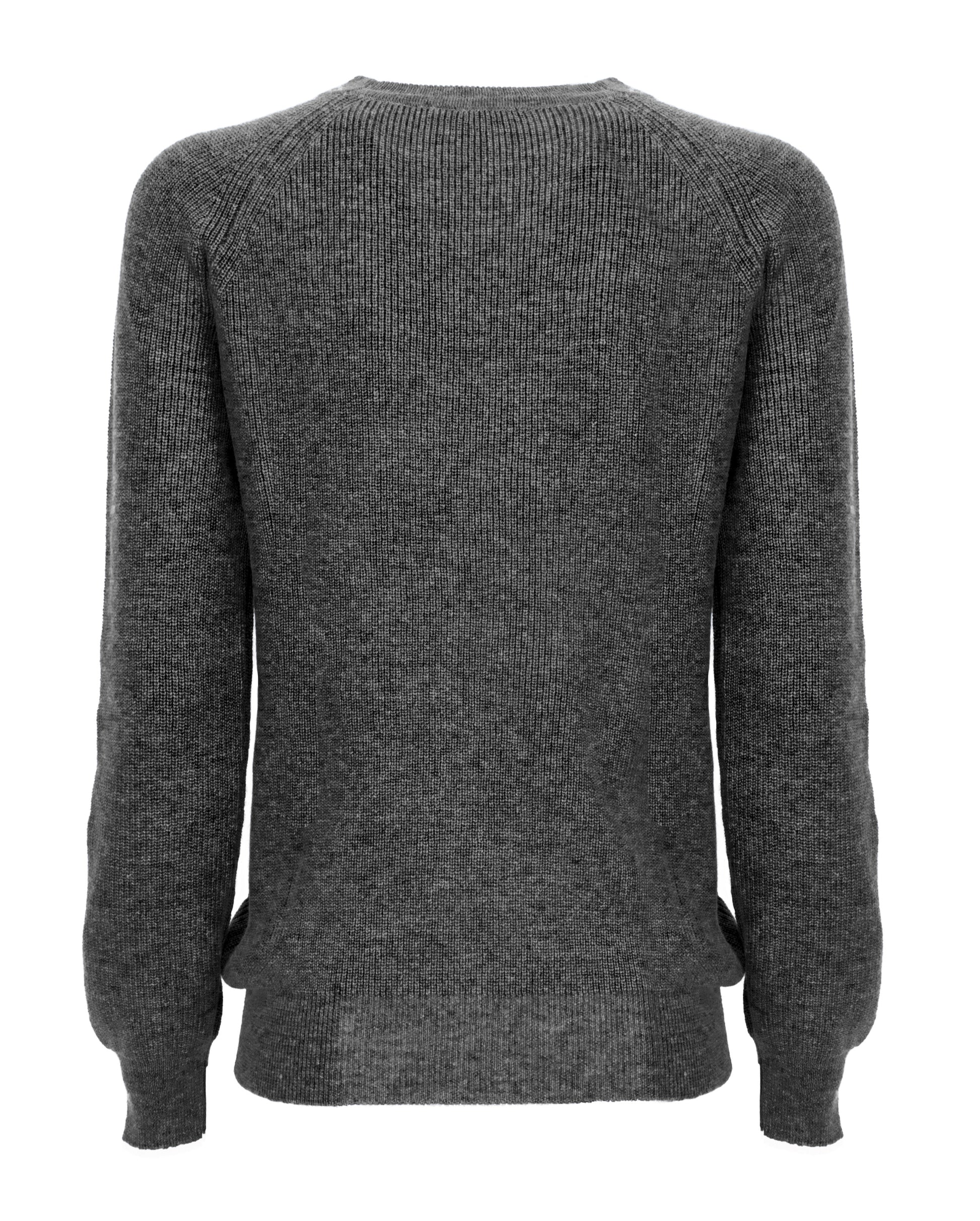 Womens Merino Cashmere Brioche Rib Sweatshirt Dark Gray Made in Italy 2