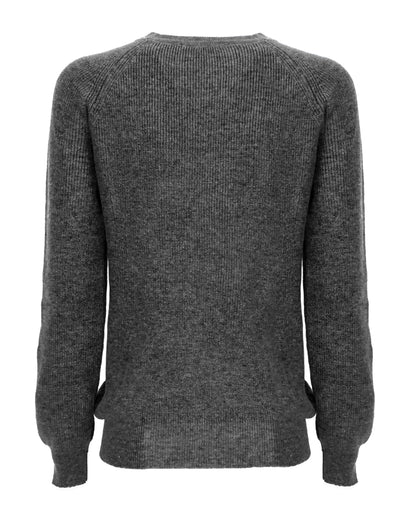 Womens Merino Cashmere Brioche Rib Sweatshirt Dark Gray Made in Italy 2